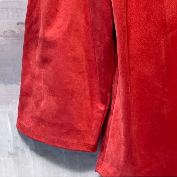 SOFT SURROUNDINGS Sz 2X Tunic Top Faux Suede STRETCH Roll-Tab Sleeve Orange FALL - Picture 7 of 16